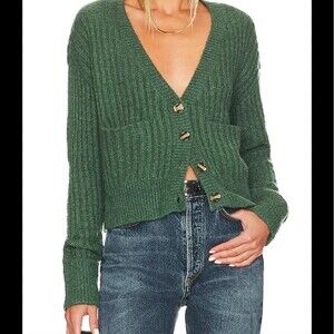 Lovers + Friends Green Cardigan Sweater Size M Wool